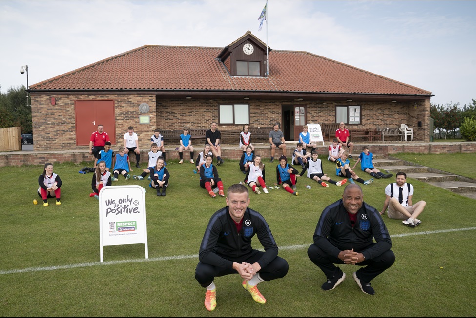 Jordan Pickford and John Barnes visit Nidd United to launch Nationwide's support The FA Respect Programme
