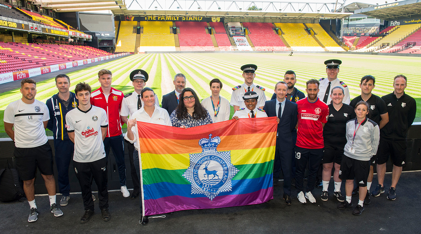 Representatives of Hertfordshire FA, Police and clubs discuss results of homophobia in football survey