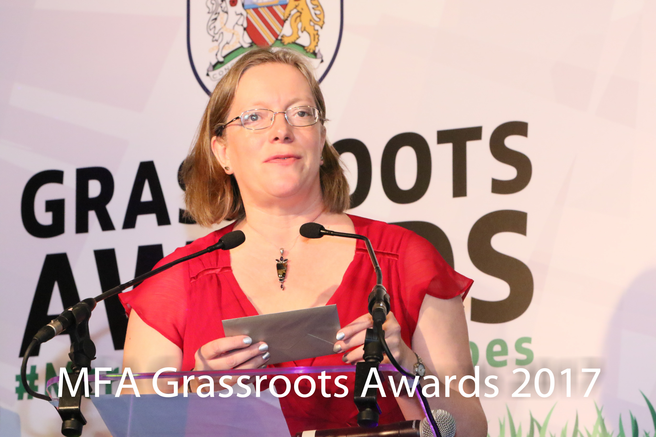 Kate Ramsey at the 2017 Manchester FA Grassroots Awards.