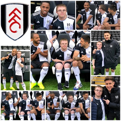 Tom with Fulham Players - 140 Year Anniversary