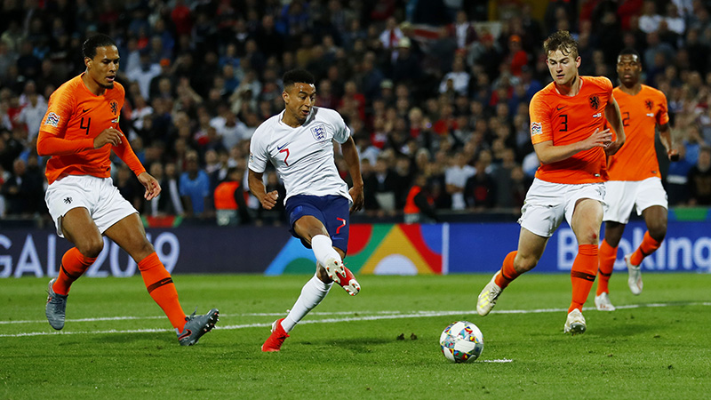 Lingard thought he'd won it for England, only for this effort to be ruled out
