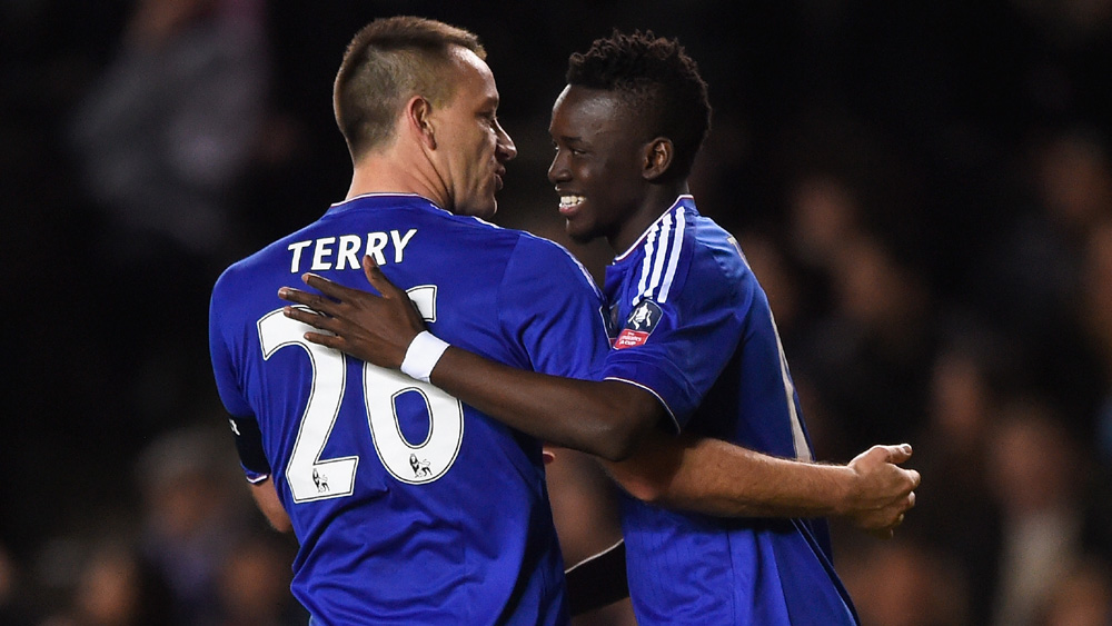 John Terry congratulates Bertrand Traore on his first Chelsea goal