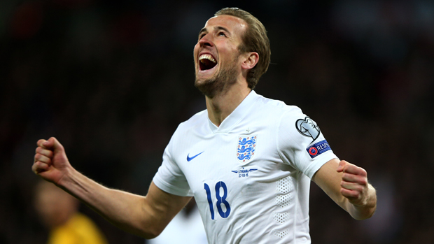 Harry Kane wheels away in delight after his debut goal