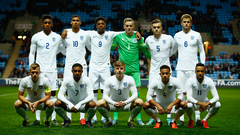 England U21s ahead of kick-off against Kazakhstan