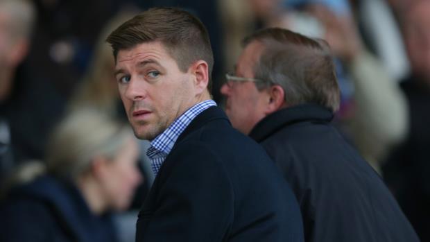 Steven Gerrard watched from the stands along with England U18s head coach Neil Dewsnip