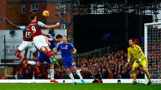Andy Carroll scored his first of the season against Chelsea