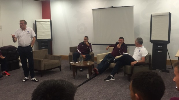 Phil Jagielka and James Milner gave advice to the U17s on Tuesday