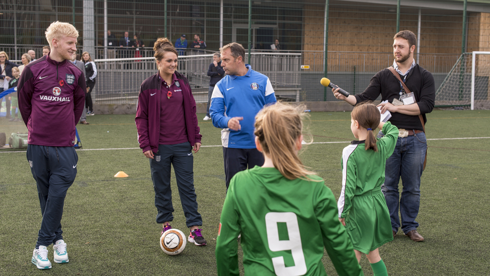 Will Hughes and Melissa Lawley get involved in the FA Skills session