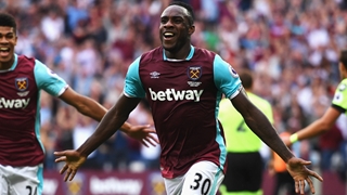 Michail Antonio celebrates after scoring the winning goal for West Ham United against AFC Bournemouth