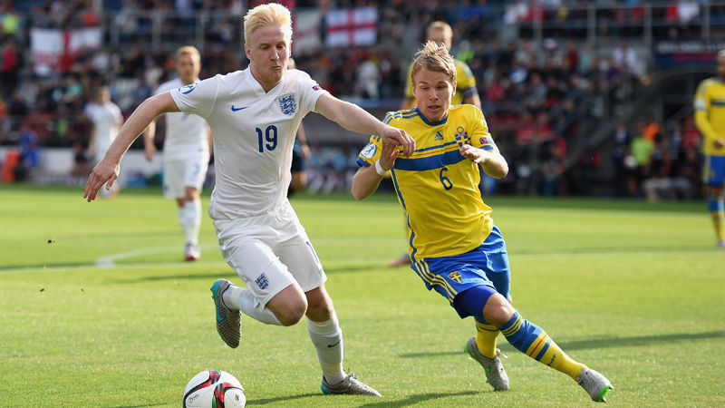England Under-21s midfielder Will Hughes in action against Sweden at the Euro Finals