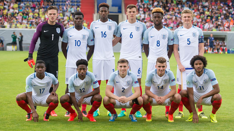 England Under-19s line-up ahead of their Euro game with Croatia in Heidenheim
