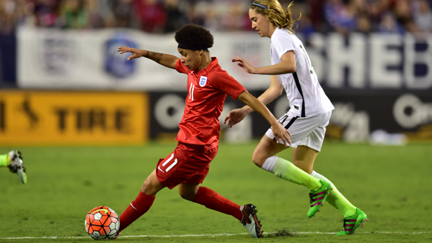 Demi Stokes in action against USA