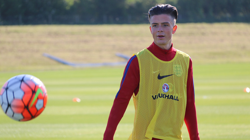 Jack Grealish during his first training session with England Under-21s at St. George