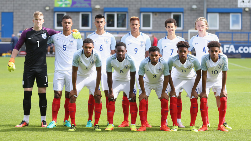 England Under-19s line-up to face the Netherlands in September 2016