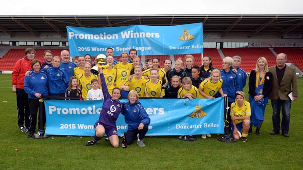 Doncaster Rovers Belles celebrate promotion from WSL 2.