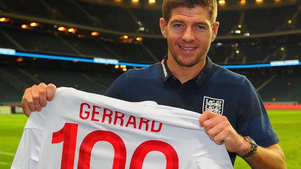 Steven Gerrard after collecting his 100th cap for England.