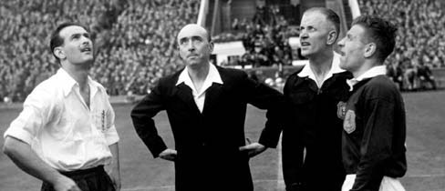 George Hardwick captaining England against Scotland back in 1949.