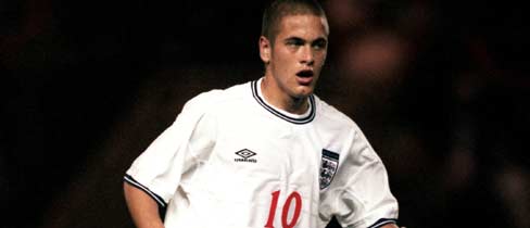 Joe Cole in action for the England Under-18s against Spain in 1999.