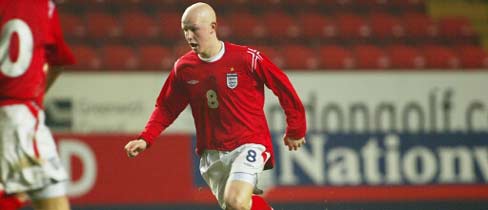 Richard Chaplow in action for England against Holland.