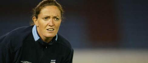 Pauline Cope training with England.