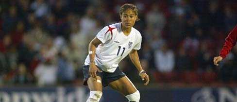 England's Rachel Yankey in action against Norway.