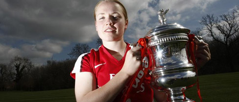 Arsenal midfielder Kim Little with The FA Women's Cup.