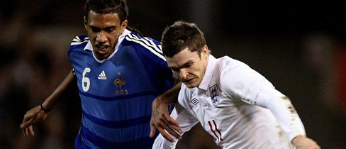 Adam Johnson in action against France at the City Ground.