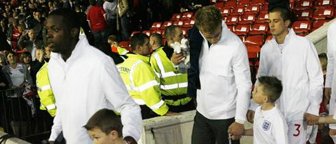 Nedum Onuoha leads England out at the City Ground