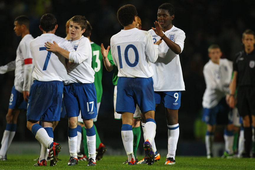 England U16s celebrate a Victory Shield win over Northern Ireland in 2011.