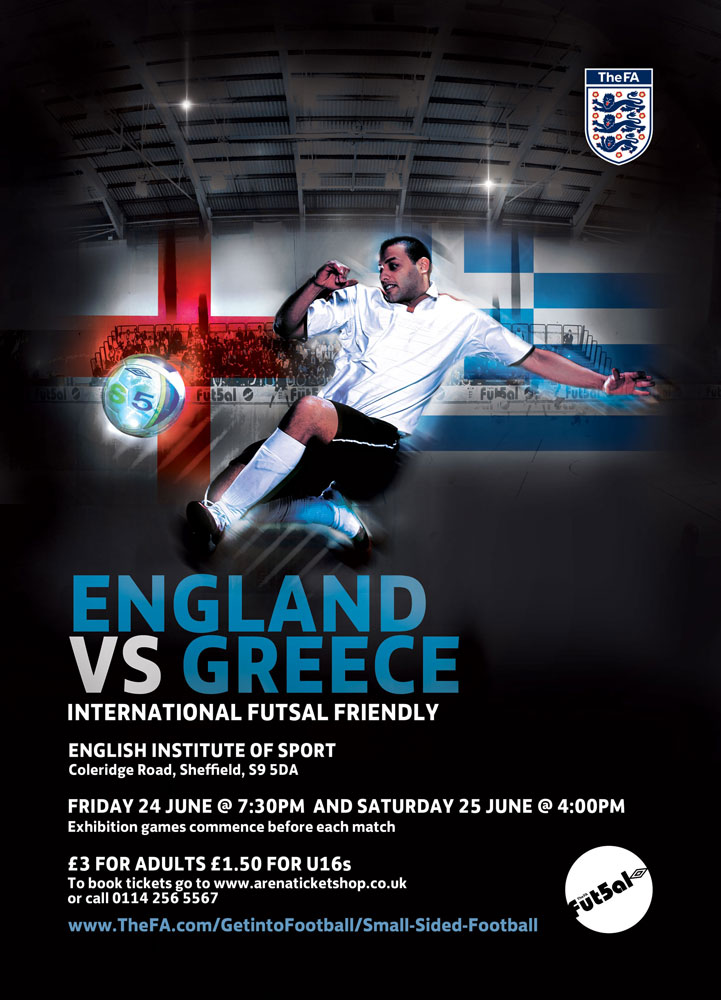 England v Greece, Futsal international