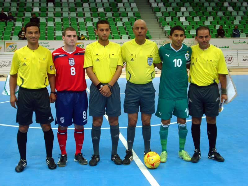 England line up against the African Futsal Champions in Tripoli.