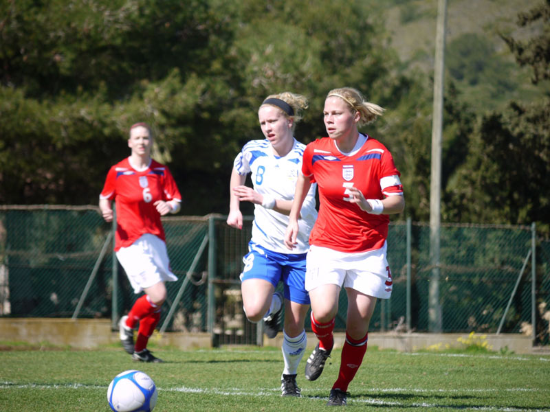 Gilly Flaherty in action for the England Women's U19s.