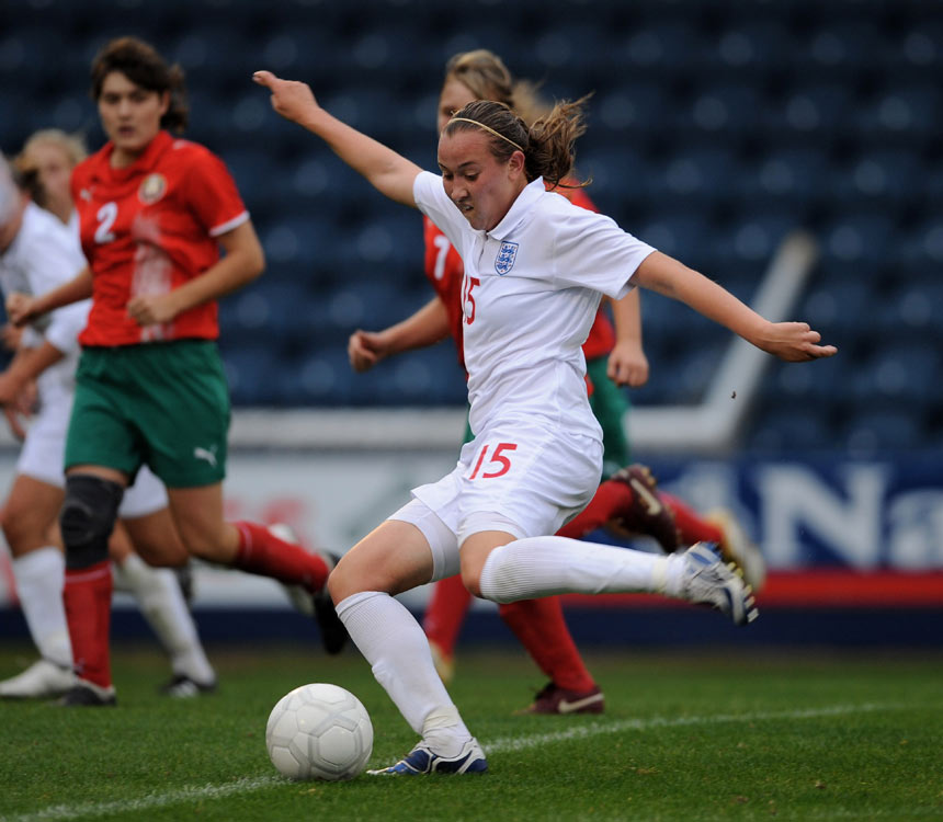 Jess Holbrook scored twice against Belarus.