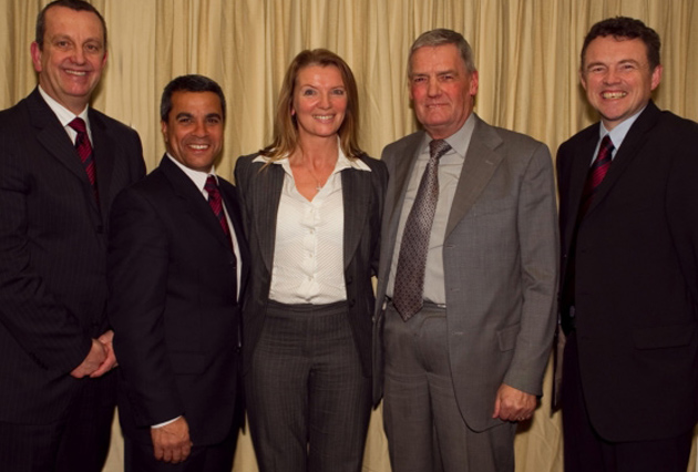 Left to right: Ian Blanchard, Ray Olivier, Janie Frampton, John Baker and Roger Vaughan.