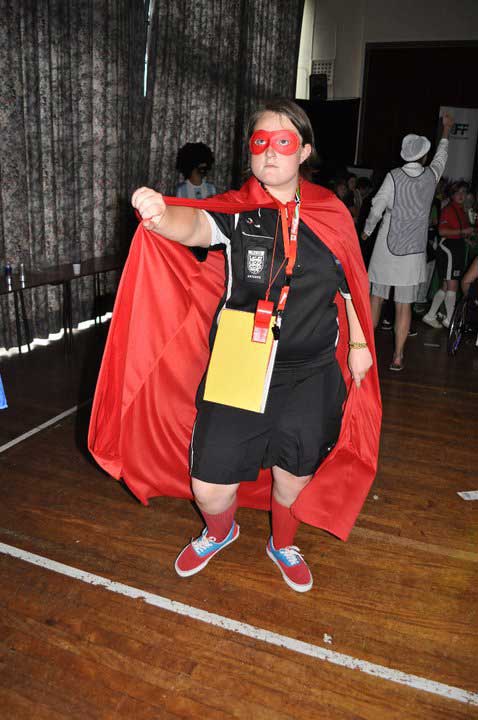 Charlotte Cox in her fancy-dress Respect Ref.
