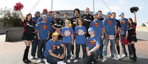 Members of Diversity and the players of Saracens at Wembley.