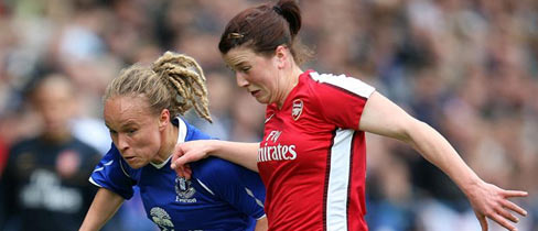 Everton's Jody Handley and Arsenal's Niamh Fahey in action.