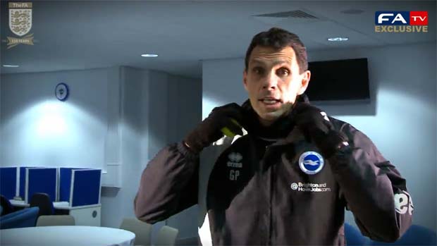 Gus Poyet tries his luck at the FATV Keepy Uppy Challenge.