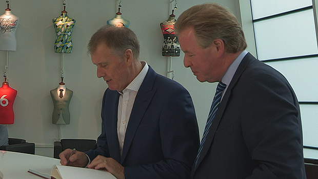 Sir Geoff Hurst with St. George's Park chairman David Sheepshanks