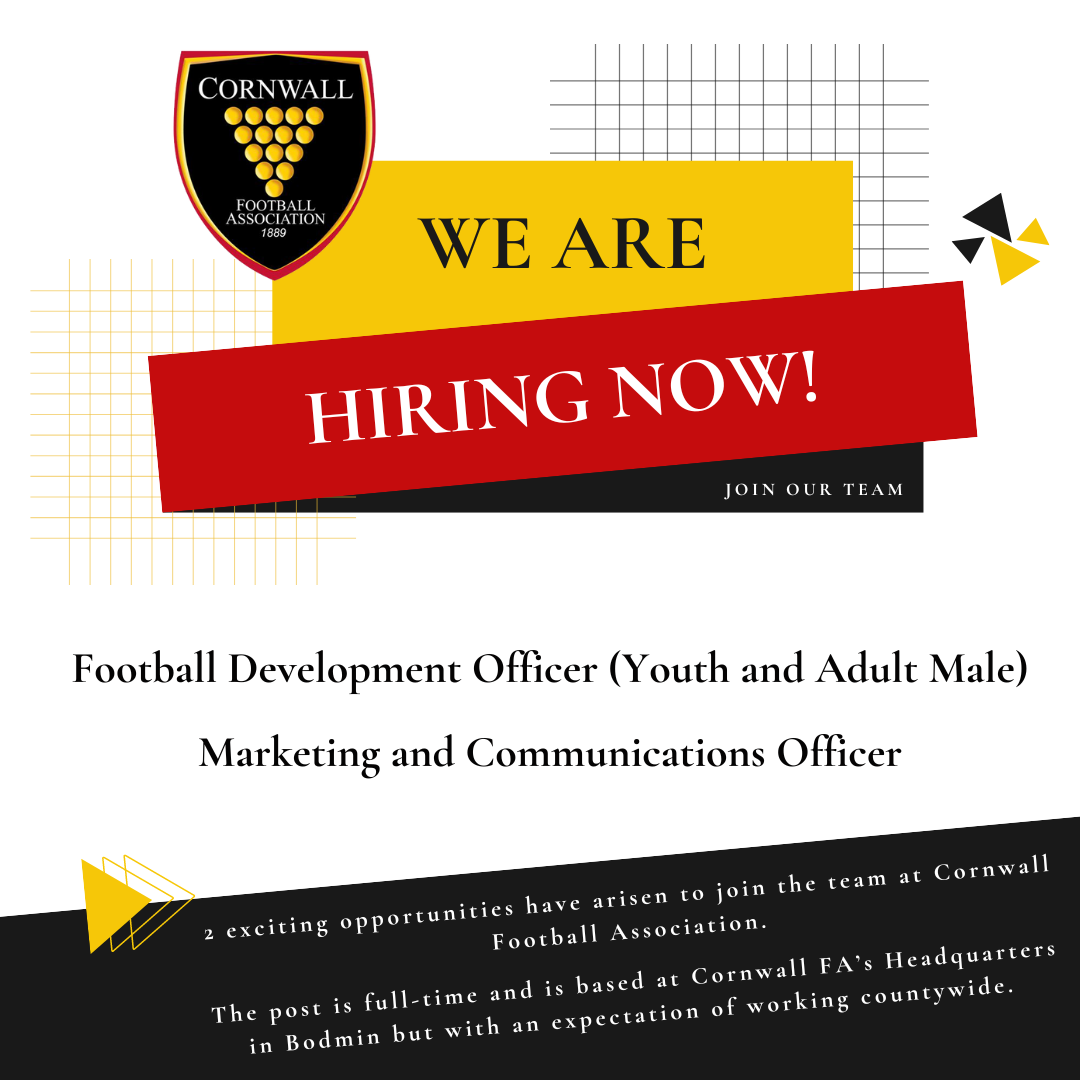 Cornwall FA Vacancies Marketing and Communications Officer and a