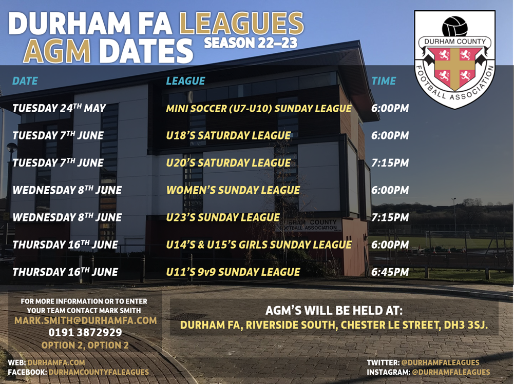DCFA Leagues AGM Dates