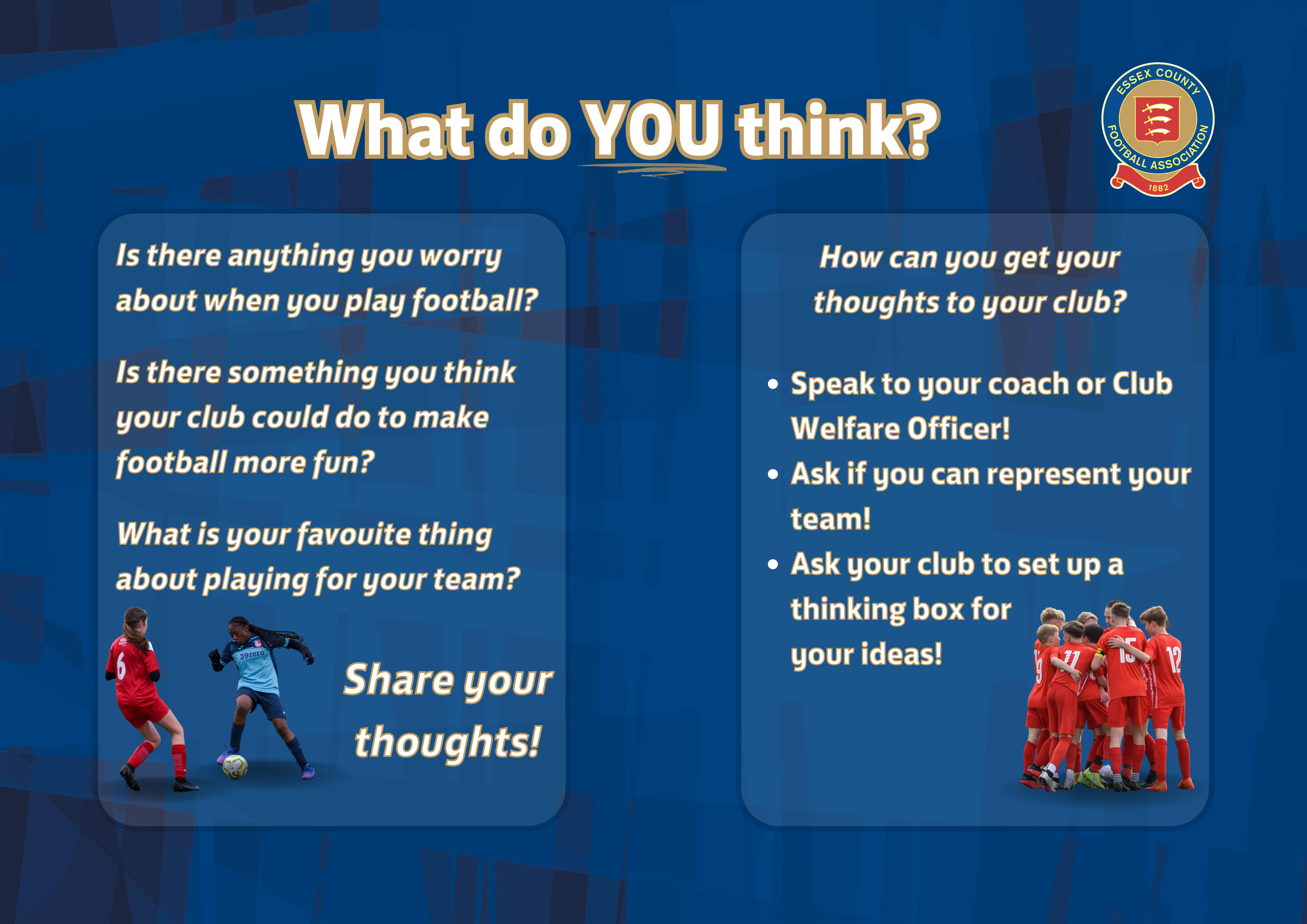 Poster asking youth players for their thoughts on their club