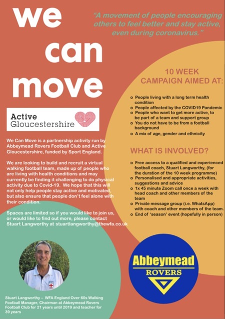 Active gloucestershire partner with Abbeymead Rovers to deliver We Can Move virtual sessions