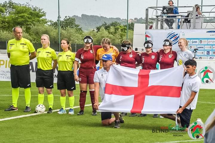 England Blind Ladies Team Lines Up Before Match