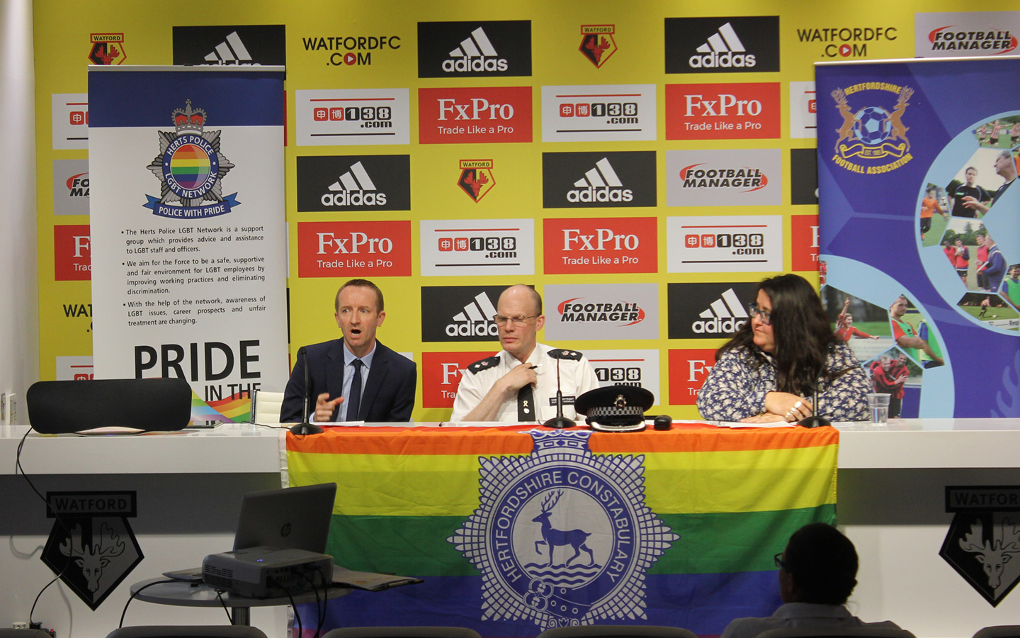 Representatives of Hertfordshire FA, Police and clubs discuss results of homophobia in football survey