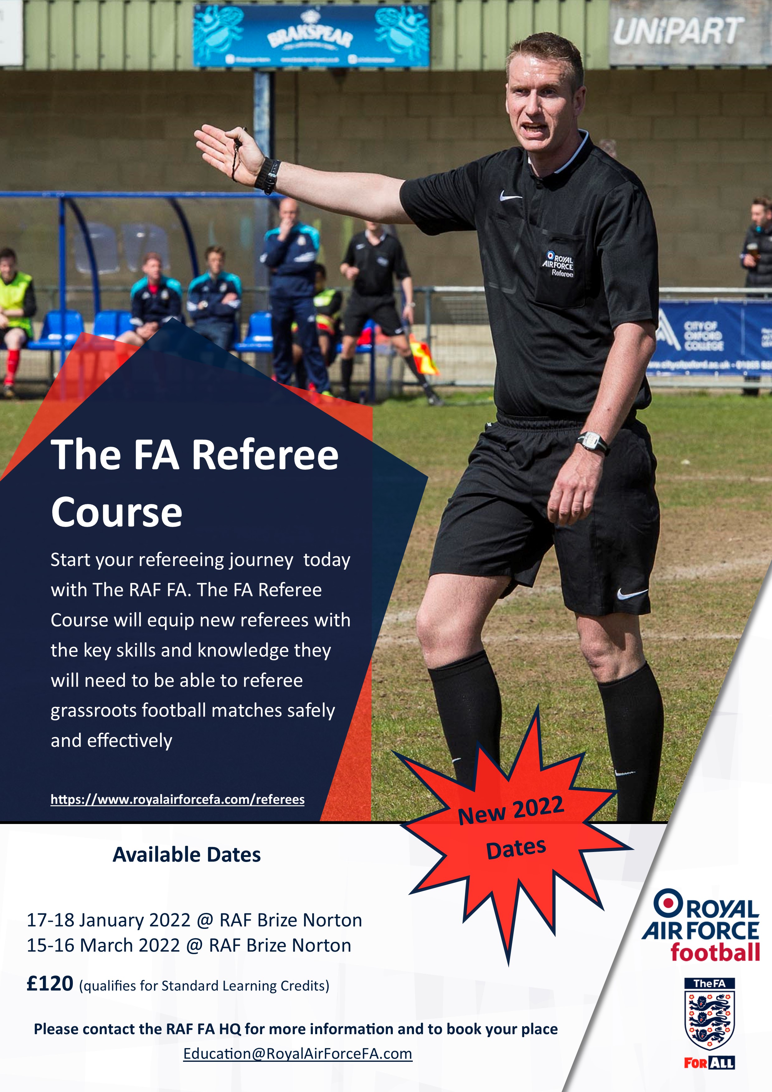 RAF FA Referee Course Poster 2022 Q1 Dates