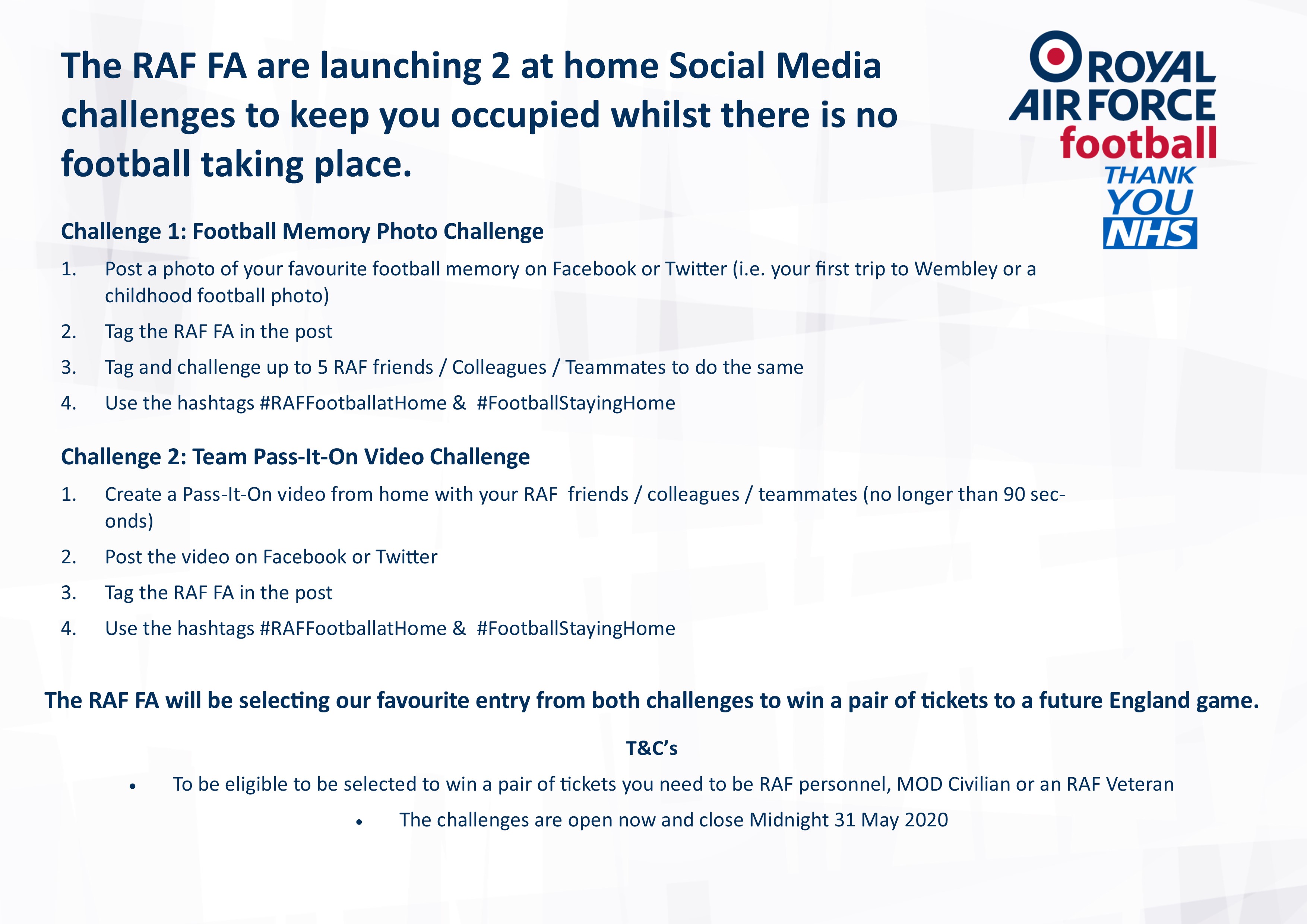 RAF FA Social Media Challenges