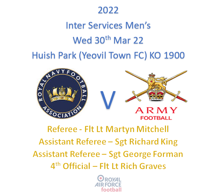 2022 Inter Services RAF Referee Appointments Men's Fixture