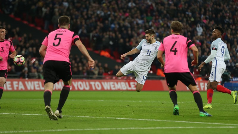 Adam Lallana scored his first goal for England on home soil