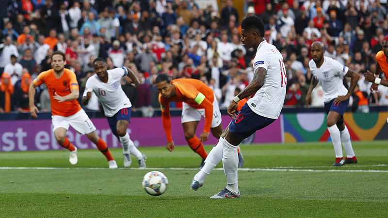 England v Netherlands Nations League semi finals Marcus Rashford penalty goal